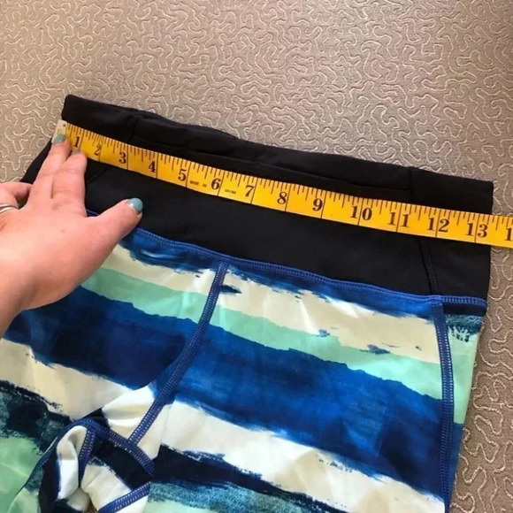 Lululemon Pace Pusher Crop *Full-On Luxtreme Brush Strokes Harbor Blue Menthol - Picture 9 of 15